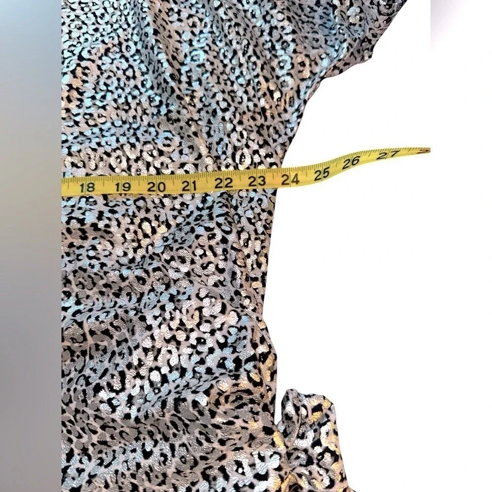 MICHAEL Michael Kors Black and Silver Leopard Print Blouse‎